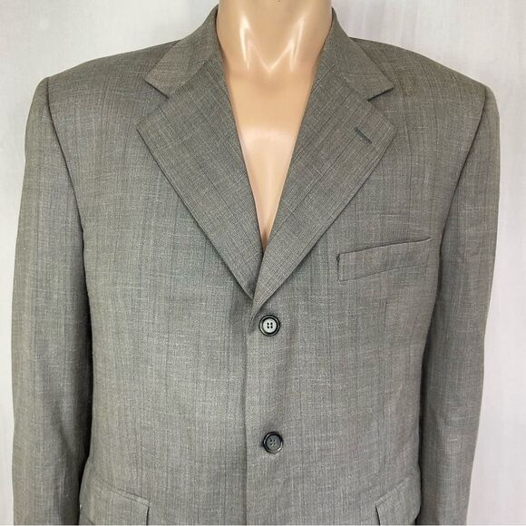 Yves Saint Laurent Vintage Gray Beige Wool 3 Button Front Blazer Coat Suit 54 - Picture 6 of 15